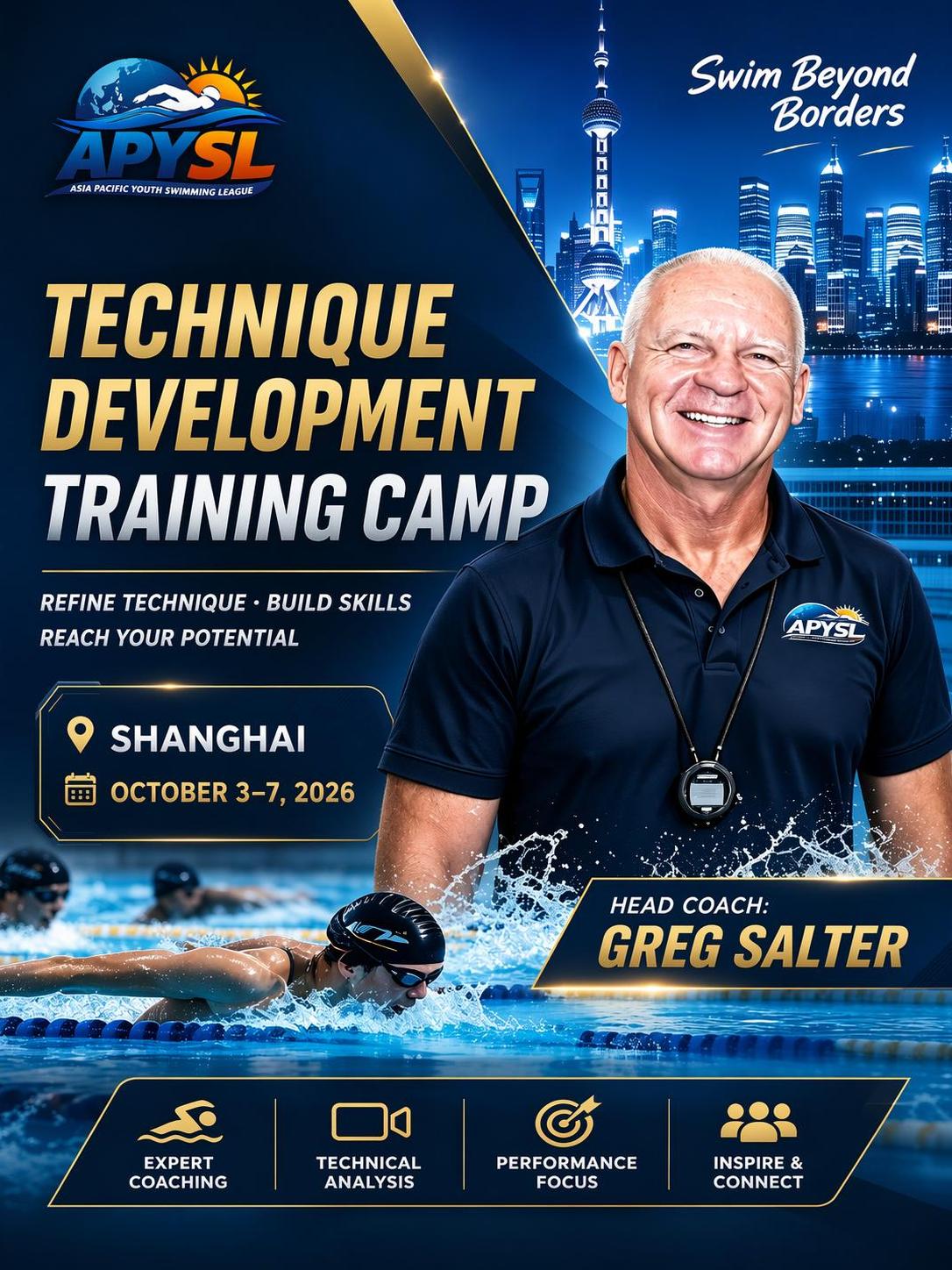 APYSL Technique Development Training Camp Shanghai poster featuring head coach Greg Salter